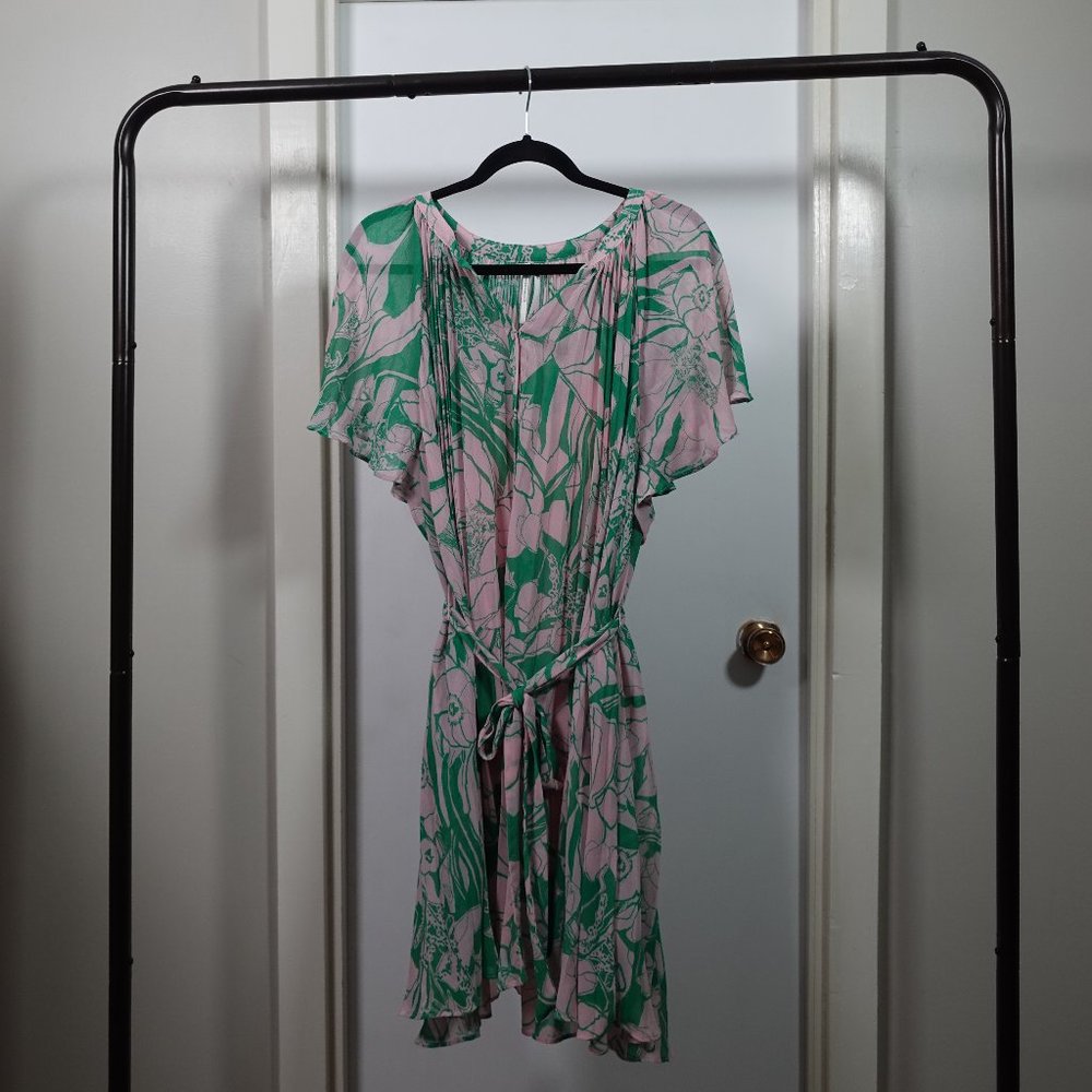 Anthropologie size large pink and green dress